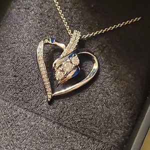 Diamond sterling silver necklace brand new